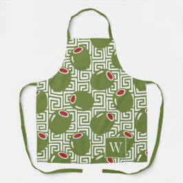 Delantal Olive Mediterranean Greek Key 