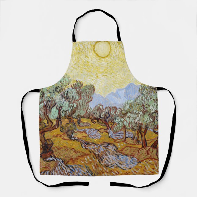 Delantal Olivos con cielo amarillo y sol   (Anverso)