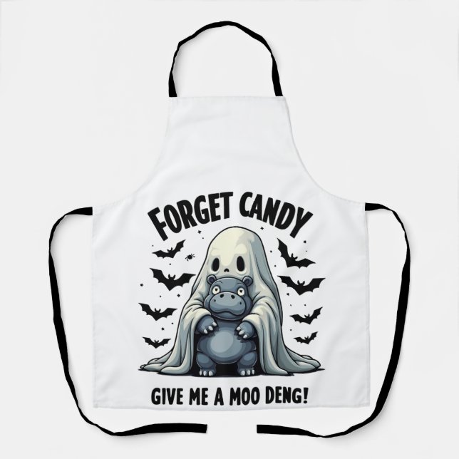 Delantal Olvídate de Candy Dame Moo Deng Fantasma Halloween (Anverso)