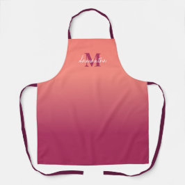 Delantal Ombre Rosa Cutáneo Con Nombre Monograma Apron