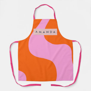 Delantal Onda Personalizada de Franjas Naranja y Rosa Inten
