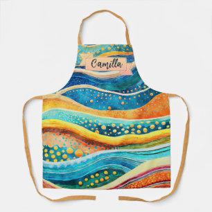 Delantal Ondas abstractas de impresión personalizada en tod