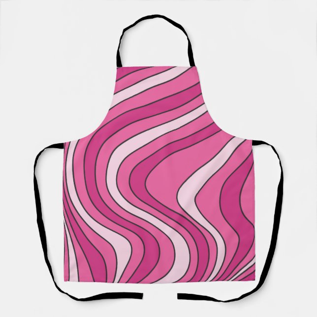 Delantal Ondas de estilo retro rosa (Anverso)