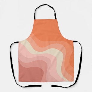 Delantal Ondas de estilo retro rosa y naranja