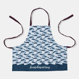 Delantal Ondas de Narwhal personalizadas Allover Imprimir a