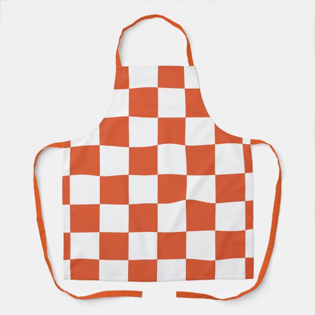 Delantal Orange and White Checkerboard Pattern (Anverso)