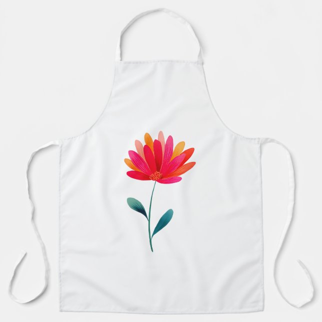 Delantal Orange Floral Botanical Apron Minimal Flower (Anverso)