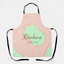 Delantal Orange green pastel boho add name place rustic ele