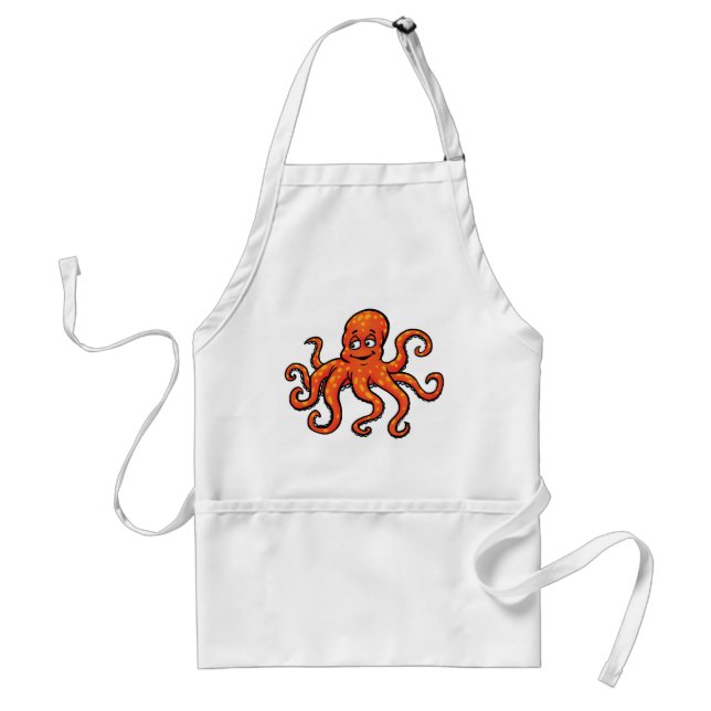 Delantal Orange Octopus Cartoon Ocean Sea Creature (Frente)