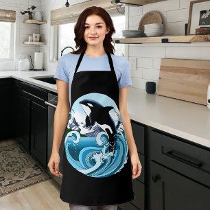 Delantal Orca Majestuosa Ballena Asesina Olas Azules Océano