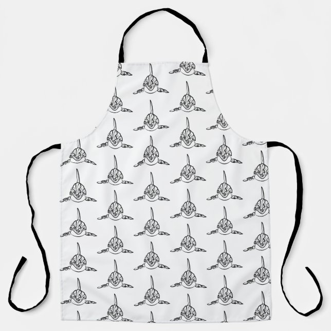 Delantal Orca tribal negra y blanca (Anverso)