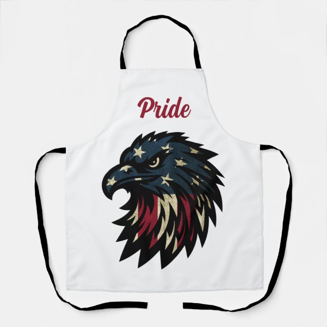 Delantal Orgullo americano, águila azul rojo patriótica (Anverso)