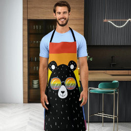 Delantal Orgullo gay LGBT oso arcoiris en lentes