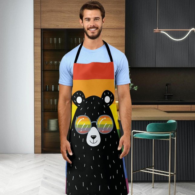 Delantal Orgullo gay LGBT oso arcoiris en lentes (Subido por el creador)
