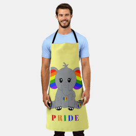 Delantal Orgullo gay LGBTQ - lindo elefante con bandera arc