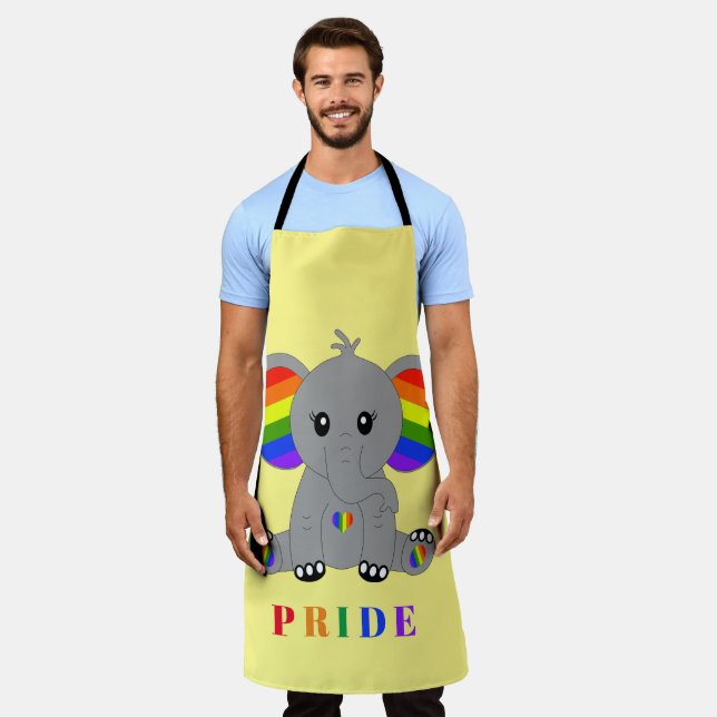Delantal Orgullo gay LGBTQ - lindo elefante con bandera arc (Gastado)