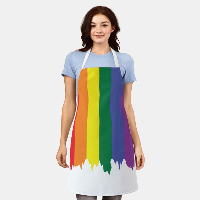 Delantal Orgullo gay pintura arco iris LGBT (Gastado)