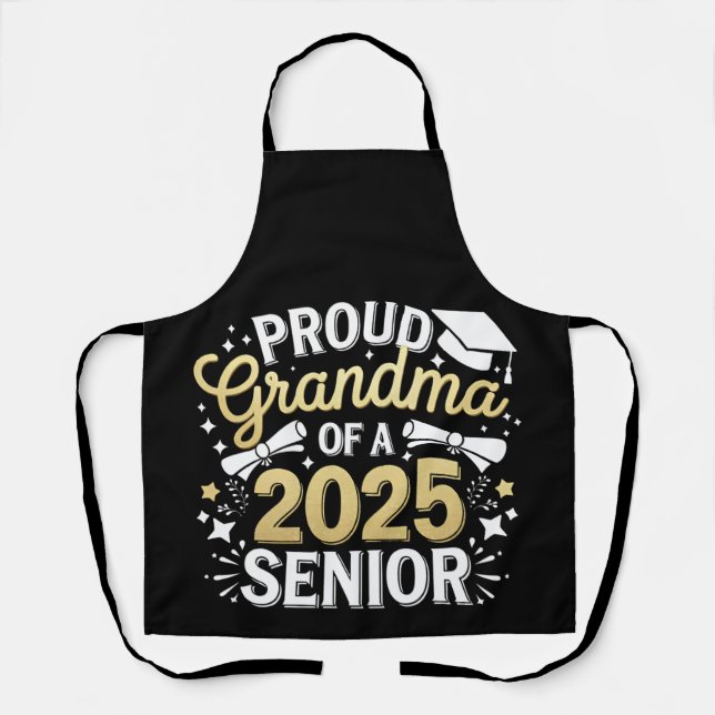 Delantal Orgullosa Abuela De Graduación Dorada En 2025 (Anverso)