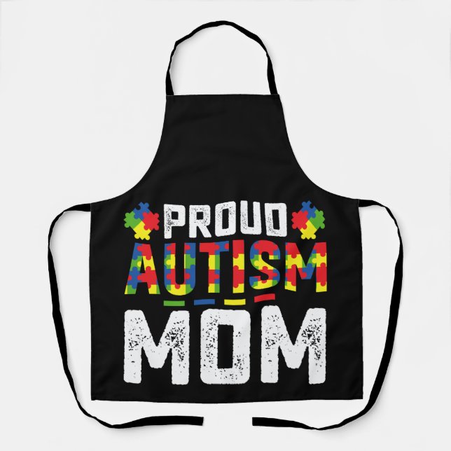 Delantal Orgulloso autismo mamá Conciencia Familia autista (Anverso)