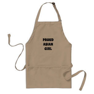 Delantal Orgulloso Chica asiático, blanco negro Apron adult