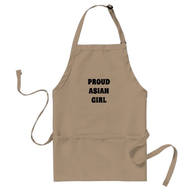 Delantal Orgulloso Chica asiático, blanco negro Apron adult (Frente)