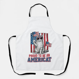 Delantal Orgulloso De Ser Una Camiseta De Gato Patriota Ame
