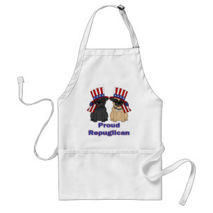 Delantal Orgulloso Fawn Repuglicano y Black Pug Tees, regal