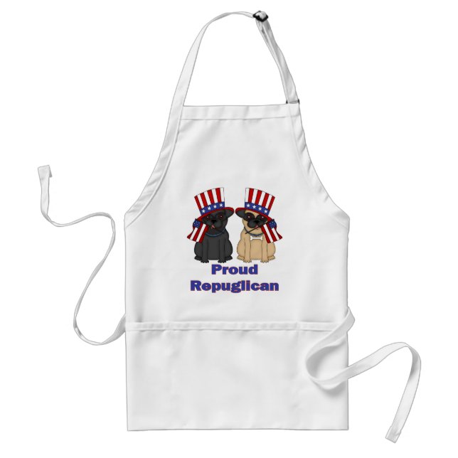 Delantal Orgulloso Fawn Repuglicano y Black Pug Tees, regal (Frente)