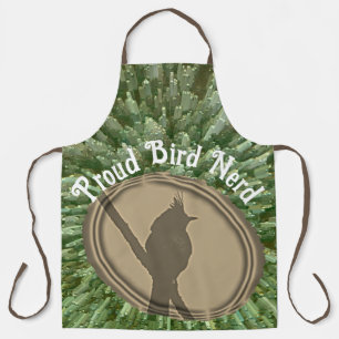 Delantal Orgulloso pájaro Nerd Silhouette Brown Green Birde