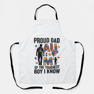 Delantal Orgulloso Papá Autismo Chico Más Fuerte Diseño Vec