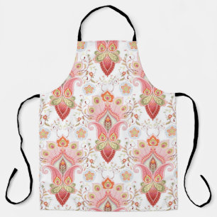 Delantal Oriental Flair: Damask Peacock Paisley
