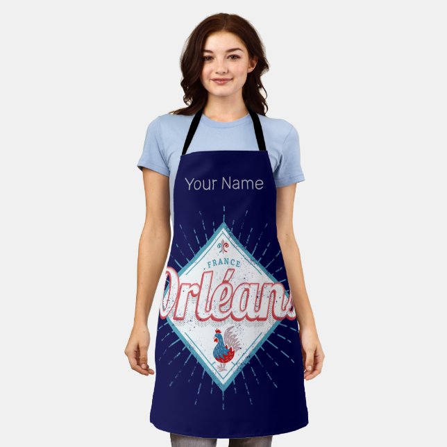 Delantal Orleans Loiret France Retro Rooster Vintage (Gastado)