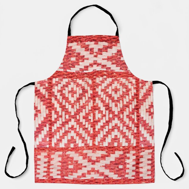 Delantal ornamento étnico sobre la ropa de cama natural (Anverso)