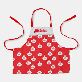Delantal Ornamentos de copo de nieve en rojo