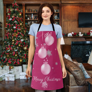 Delantal Ornamentos de Navidad Rosa Apron