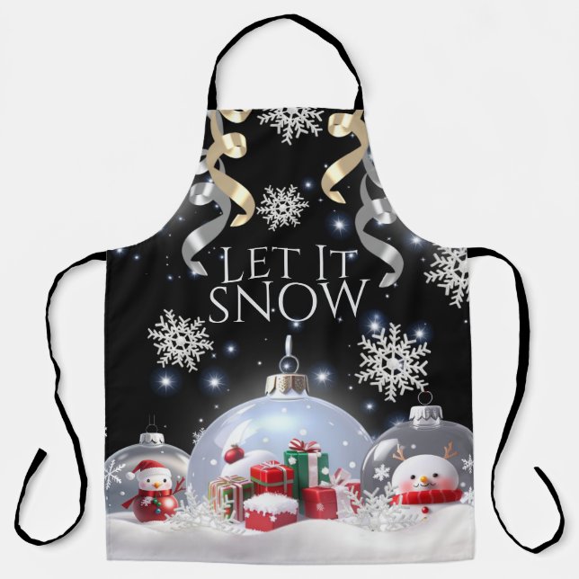 Delantal Ornamentos de vidrio/Apron de impresión nevado/tod (Anverso)