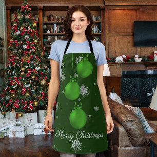 Delantal Ornamentos verdes de Navidad Apron
