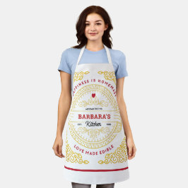 Delantal Ornate Gold Scroll Love Made Edible Hipster Lines