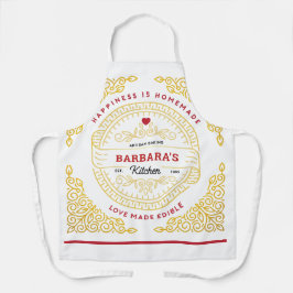 Delantal Ornate Gold Scroll Love Made Edible Hipster Lines