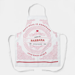 Delantal Ornate PINKS Scroll Love Made Comestible Hipster L