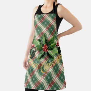 Delantal Oro Blanco navidad Con Guirnalda