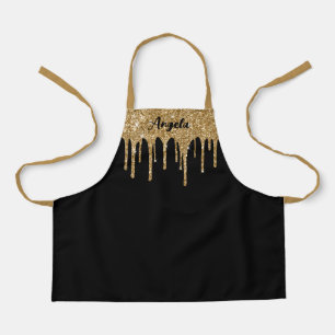 Delantal Oro Goteante Brillo Glam Personalizado S