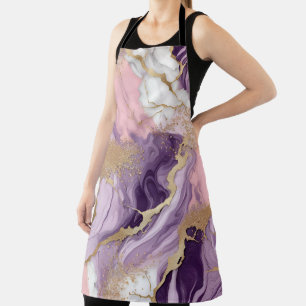 Delantal Oro, granito rosa, diseño de mármol blanco