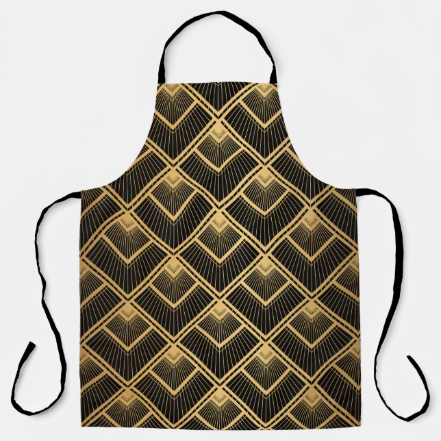 Delantal Oro negro Art Deco: geométrico (Anverso)