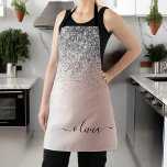 Delantal Oro Rosa - Monograma plateado Purpurina rosado Rub<br><div class="desc">Oro Rosa - Purpurina de espuma metálica de Relieve metalizado Rubor rosa y plata Faux cepillado de monograma Metalizado Apron. Esto hace que el dulce perfecto cumpleaños 16, boda, ducha de novia, aniversario, ducha de bebé o fiesta de soltera sea regalo para alguien que ama el lujo glam y los...</div>