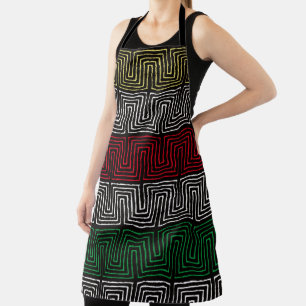 Delantal Oro Verde Rojo Negro Blanco Tribal Panafricano