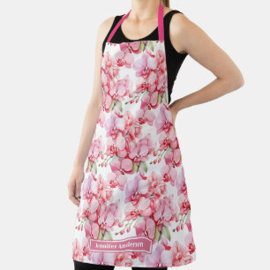 Delantal Orquídea floral rosa femenina 
