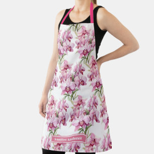 Delantal Orquídea floral rosa femenino