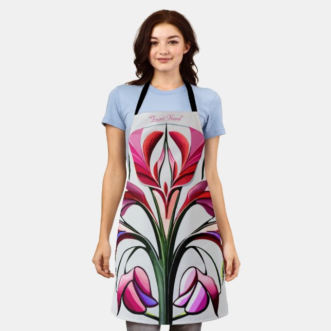 Delantal Orquídea metálica: Extravagancia rosa y amarilla (Gastado)