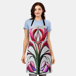 Delantal Orquídea metálica: Extravagancia rosa y amarilla